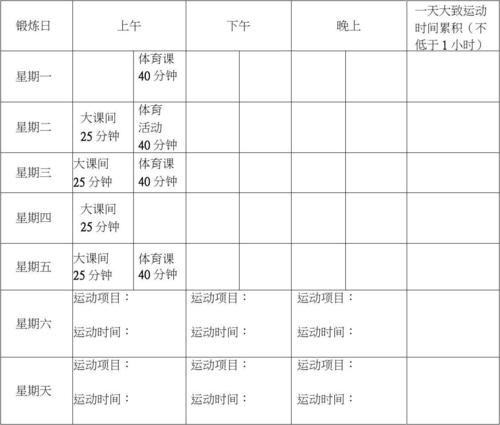 每天的运动计划表